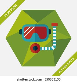 Mask and snorkel flat icon with long shadow, eps10