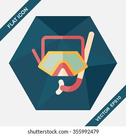 Mask and snorkel flat icon with long shadow