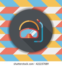 Mask and snorkel flat icon with long shadow