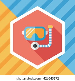 Mask and snorkel flat icon with long shadow, eps10
