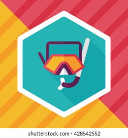 Mask and snorkel flat icon with long shadow