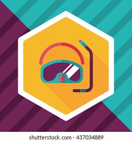Mask and snorkel flat icon with long shadow