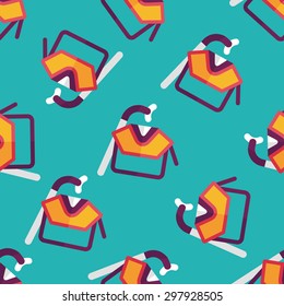 Mask and snorkel flat icon seamless pattern background