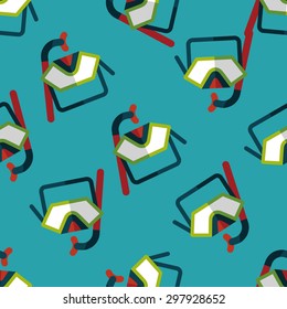 Mask and snorkel flat icon seamless pattern background