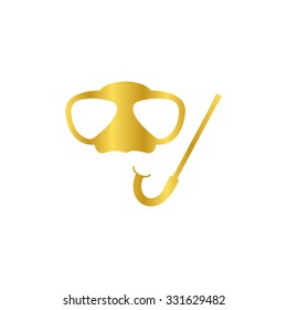 Mask and snorkel - gold vector icon
