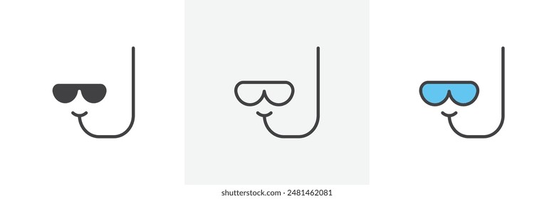 Mask snorkel icon symbol collection on white background.