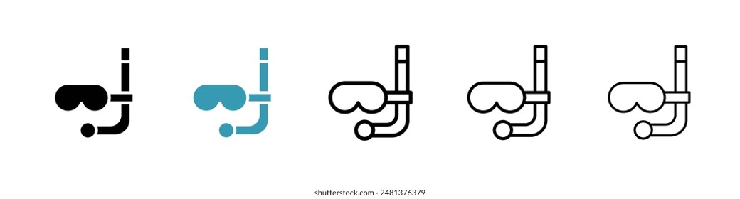 Mask snorkel line icon vector set.