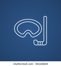 Mask and snorkel line icon for web, mobile and infographics. Vector light blue icon isolated on blue background.