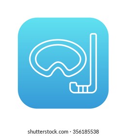 Mask and snorkel line icon for web, mobile and infographics. Vector white icon on the blue gradient square with rounded corners isolated on white background.