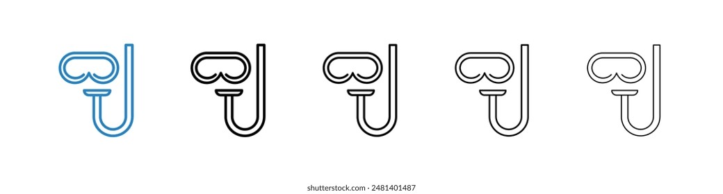 Mask snorkel liner icon vector set.