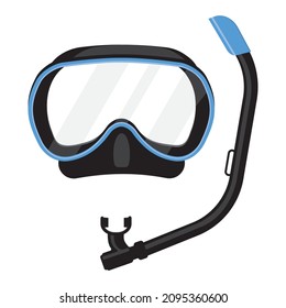 Mask and snorkel for scuba diving, color isolated vector illustration in cartoon style