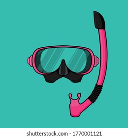 Mask and snorkel scuba diving flat vector ilustration