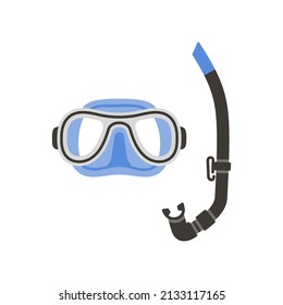 Mask and snorkel. Side and front view. For water polo, underwater rugby, football and hockey players. Water sports equipment. Swimming pool and sport concept. Vector illustration.