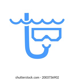 Mask and snorkel under water. Snorkeling consept. Vector icon isolated on white background.