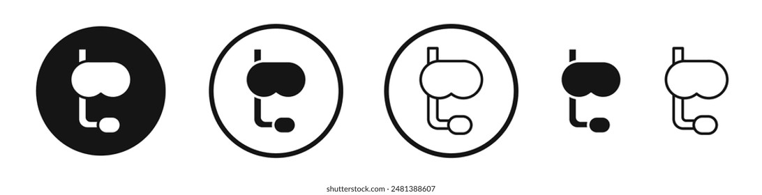 Mask snorkel vector icon set in black and white color.