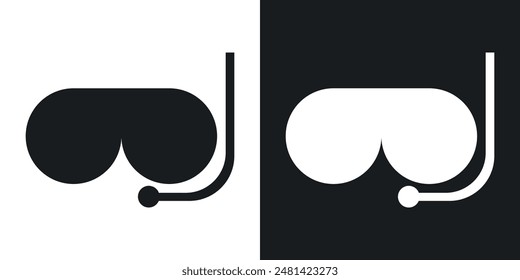 Mask snorkel vector icon set in black color.