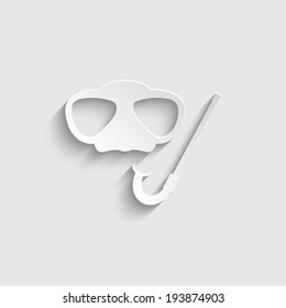 Mask and snorkel vector icon with shadow on a grey background