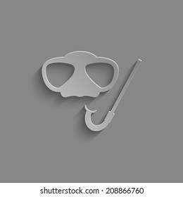 Mask and snorkel vector icon with shadow on a grey background