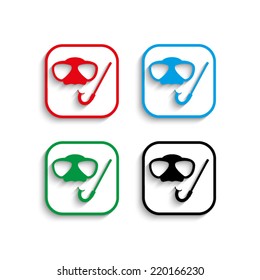 Mask and snorkel vector icon with shadow