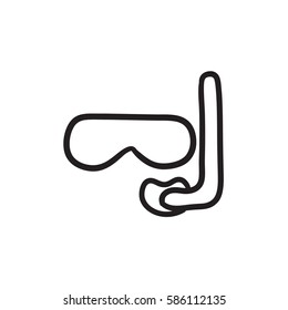Mask and snorkel vector sketch icon isolated on background. Hand drawn Mask and snorkel icon. Mask and snorkel sketch icon for infographic, website or app.