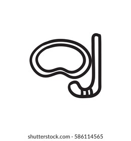 Mask and snorkel vector sketch icon isolated on background. Hand drawn Mask and snorkel icon. Mask and snorkel sketch icon for infographic, website or app.
