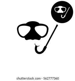 Mask and snorkel  - white vector icon