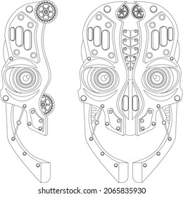 Mask in steampunk style coloring. Vector illustration.