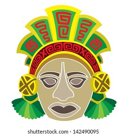 Mask in style of the Maya. Head of the person.