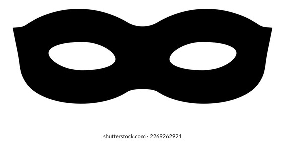 Mask super hero carnival or thief bandit vector icon. Black masquerade costume eye mask silhouette hidden villain burgar face. Simple design incognito theatre party masque shape clip art illustration.