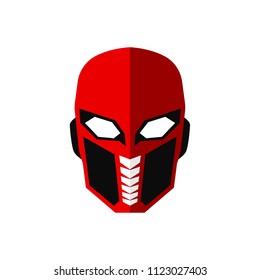 Mask of super hero face character in flat design template. Comic cartoon hero avatar vector illustration