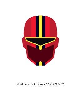 Mask of super hero face character in flat design template. Comic cartoon hero avatar vector illustration