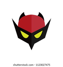 Mask of super hero face character in flat design template. Comic cartoon hero avatar vector illustration