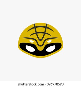 Mask of super hero face character in flat design template. Vector illustration