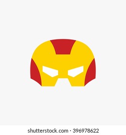 Mask Of Super Hero Face Character In Flat Design Template. Vector Illustration