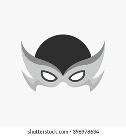 Mask Of Super Hero Face Character In Flat Design Template. Vector Illustration