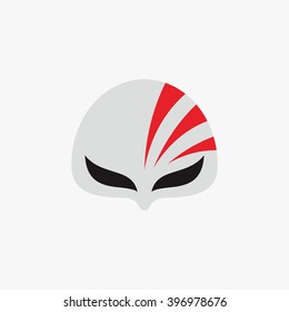 Mask of super hero face character in flat design template. Vector illustration