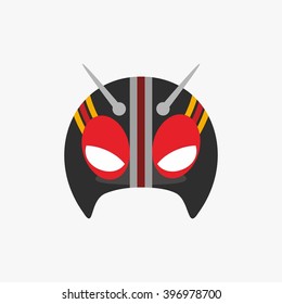 Mask of super hero face character in flat design template. Vector illustration