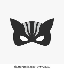 Mask Of Super Hero Face Character In Flat Design Template. Vector Illustration