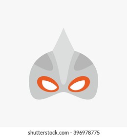 Mask of super hero face character in flat design template. Vector illustration