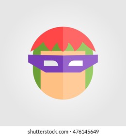 Mask of super hero face character in flat style design. Vector illustration