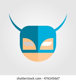 Mask of super hero face character in flat style design. Vector illustration