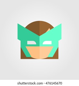 Mask of super hero face character in flat style design. Vector illustration