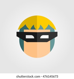 Mask of super hero face character in flat style design. Vector illustration