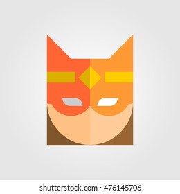Mask of super hero face character in flat style design. Vector illustration