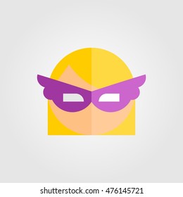 Mask of super hero face character in flat style design. Vector illustration