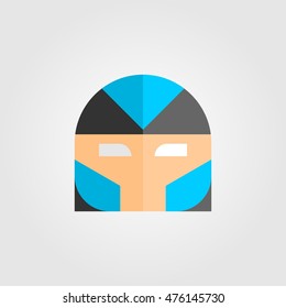 Mask of super hero face character in flat style design. Vector illustration