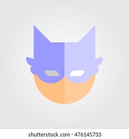 Mask of super hero face character in flat style design. Vector illustration