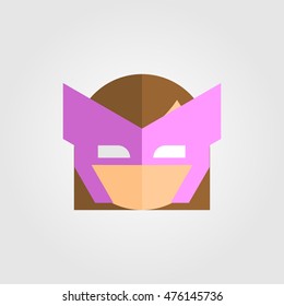 Mask of super hero face character in flat style design. Vector illustration