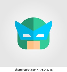 Mask of super hero face character in flat style design. Vector illustration