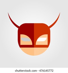 Mask of super hero face character in flat style design. Vector illustration